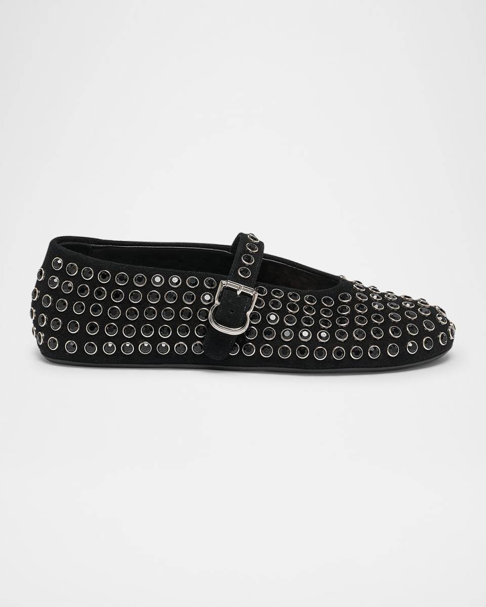 Crystal Stud Mary Jane Ballerina Flats
